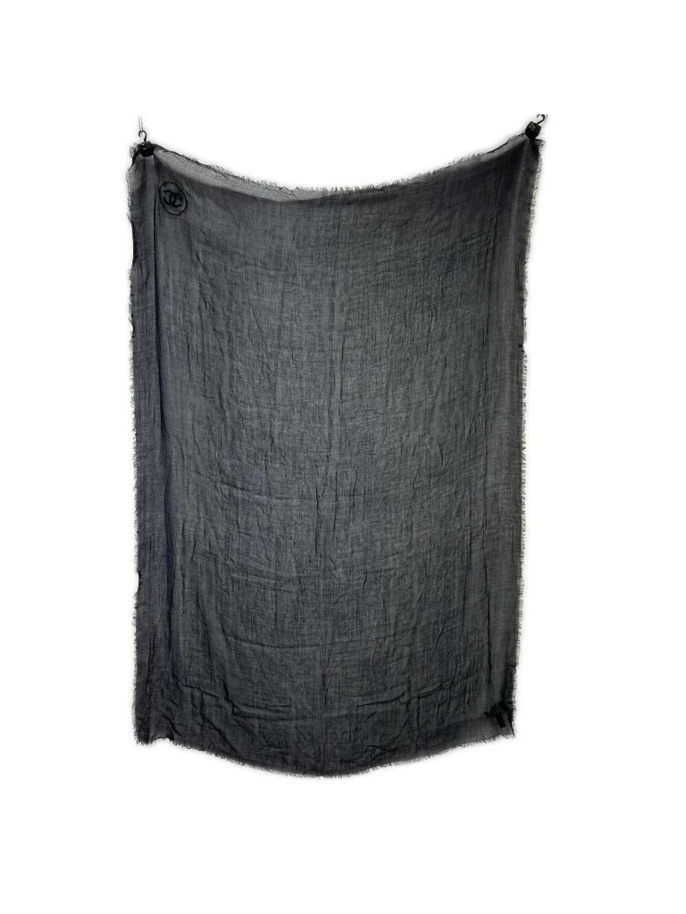 Chanel Christmas CC Logo Embroidered Cashmere Blend Shawl Scarf
